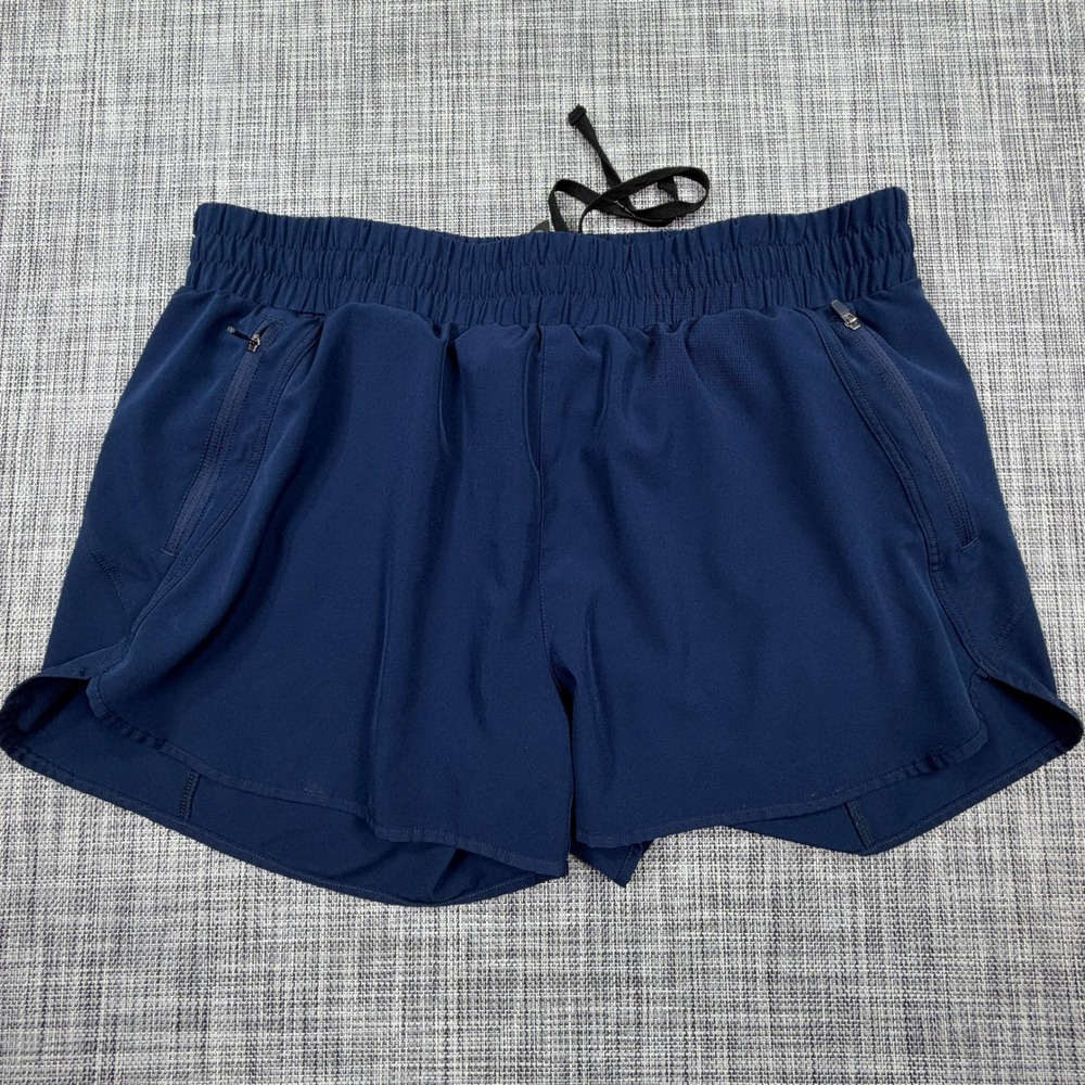 Mier Womens Running Athletic Shorts Navy Blue Zipper Pockets Drawstring Size XXL